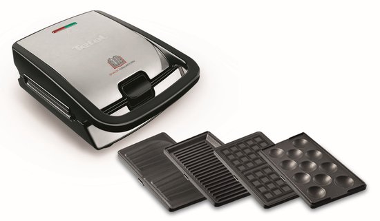 Tefal Snack Collection SW854D - Contactgrill & Tosti-ijzer - 4 verschillende Platen voor tosti's, wafels, panini's en poffertjes- RVS - Anti-aanbaklaag - Afbeelding 3