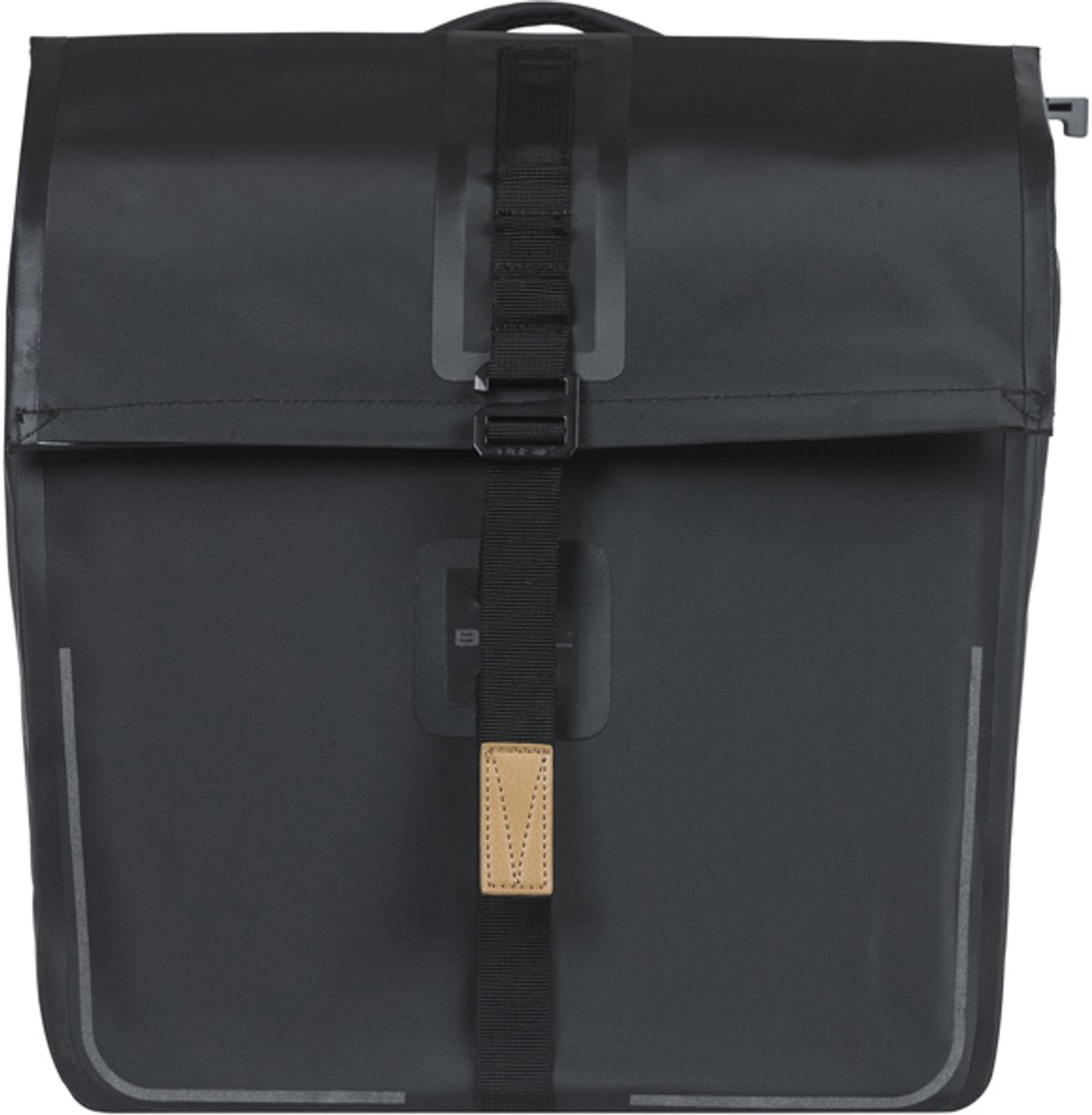 Basil Urban Dry dubbele fietstas MIK, 50L, mat zwart - tarpaulin- waterdicht - reflectie