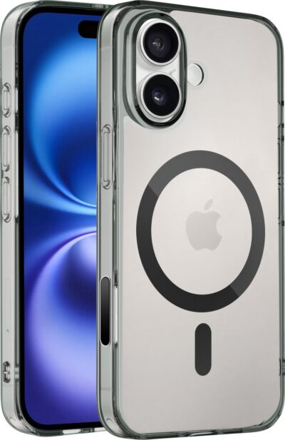 Coverzs matte MagSafe case geschikt voor iPhone (transparant/zwart) - MagSafe, premium bescherming