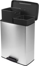Curver Decobin Duo Prullenbak - 26L+26L - Rechthoekig - Zilver Metallic