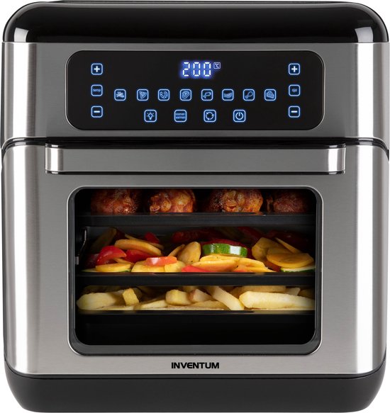 Inventum GF1200HLD Airfryer Oven XXL - 12L - 8 programma's - 80-200 °C - Tot 6 personen - Zwart/RVS - WK