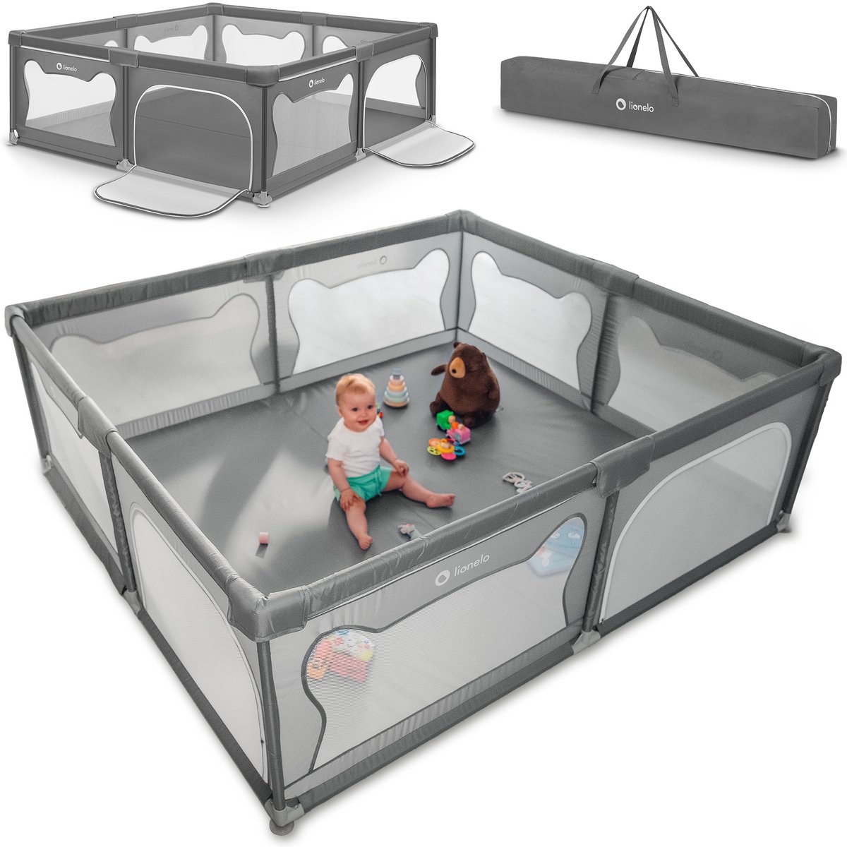 Lionelo Willow XL - Box voor baby's - 187 cm x 207 cm x 68 cm - vanaf 0-48 maanden groot oppervlak - Zeer groot