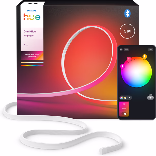 Philips Hue OmniGlow LED strip 5 m OmniGlow, Gelijkmatig licht en kleurovergangen, Ultrahelder, echt wit licht 4500 lume