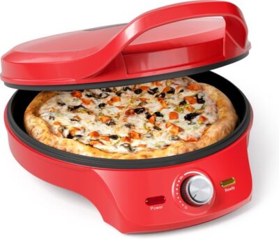 Princess Pizza maker 115007 - Pizzaoven - Regelbare thermostaat tot 220C - Rood - Ø30cm - ook te gebruiken als tafelgril