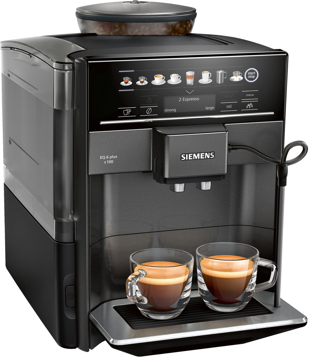 Siemens EQ6 Plus s100 TE651319RW - Volautomatische espressomachine - Antraciet grijs